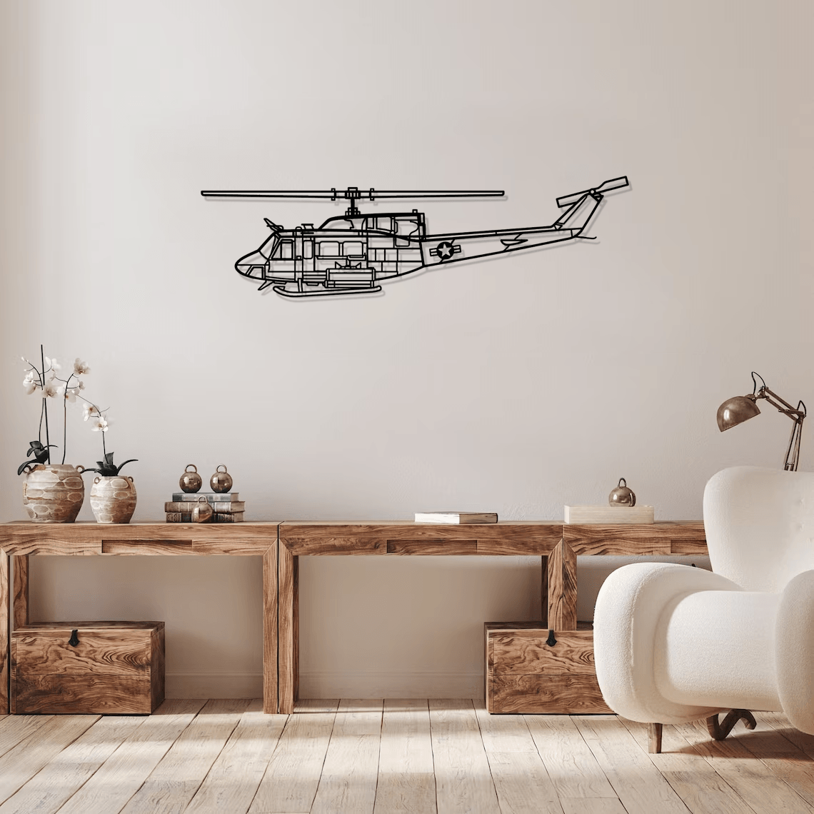 UH-1N Huey Silhouette Metal Wall Art