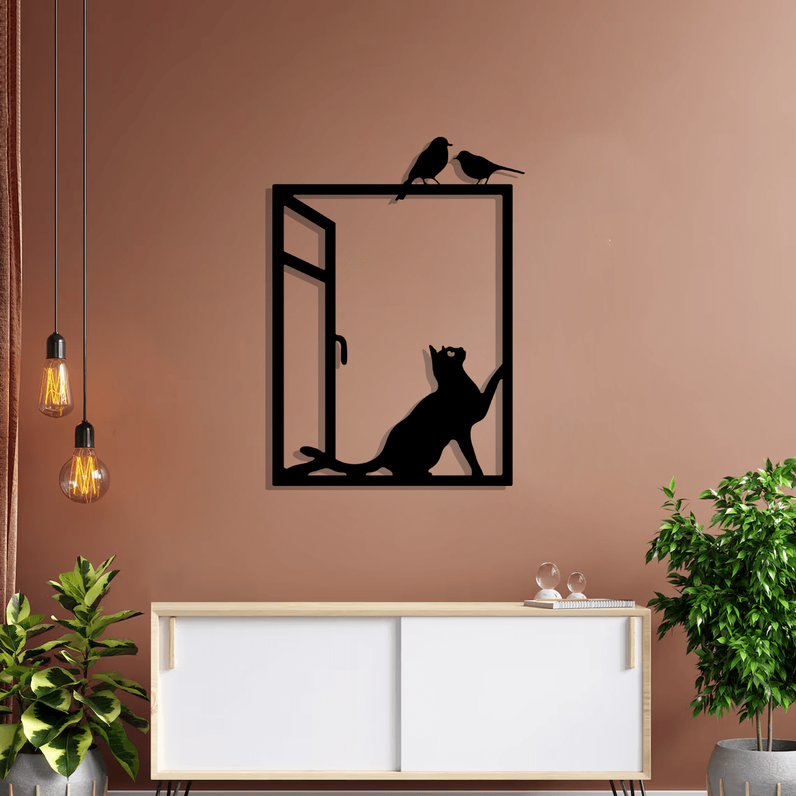 Cat Silhouette Metal Wall Art