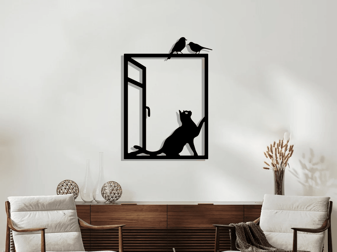 Cat Silhouette Metal Wall Art