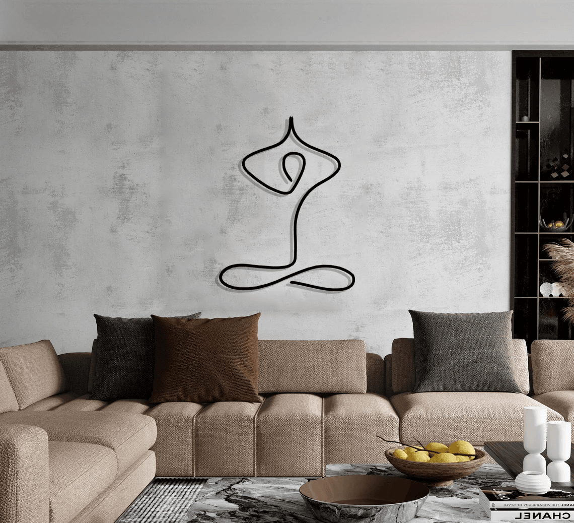 Yoga Line Art Silhouette Metal Wall Art