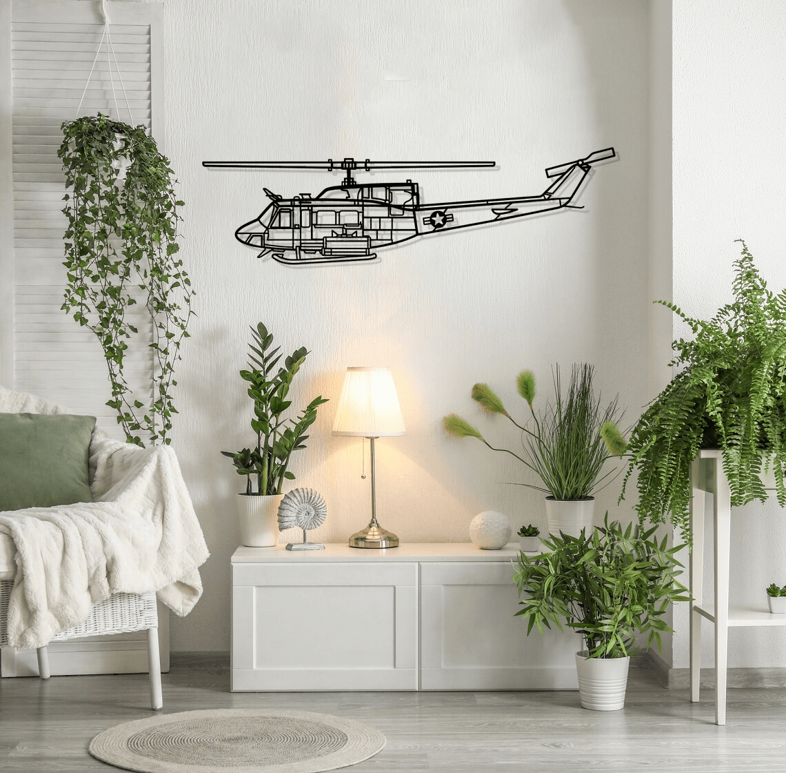 UH-1N Huey Silhouette Metal Wall Art