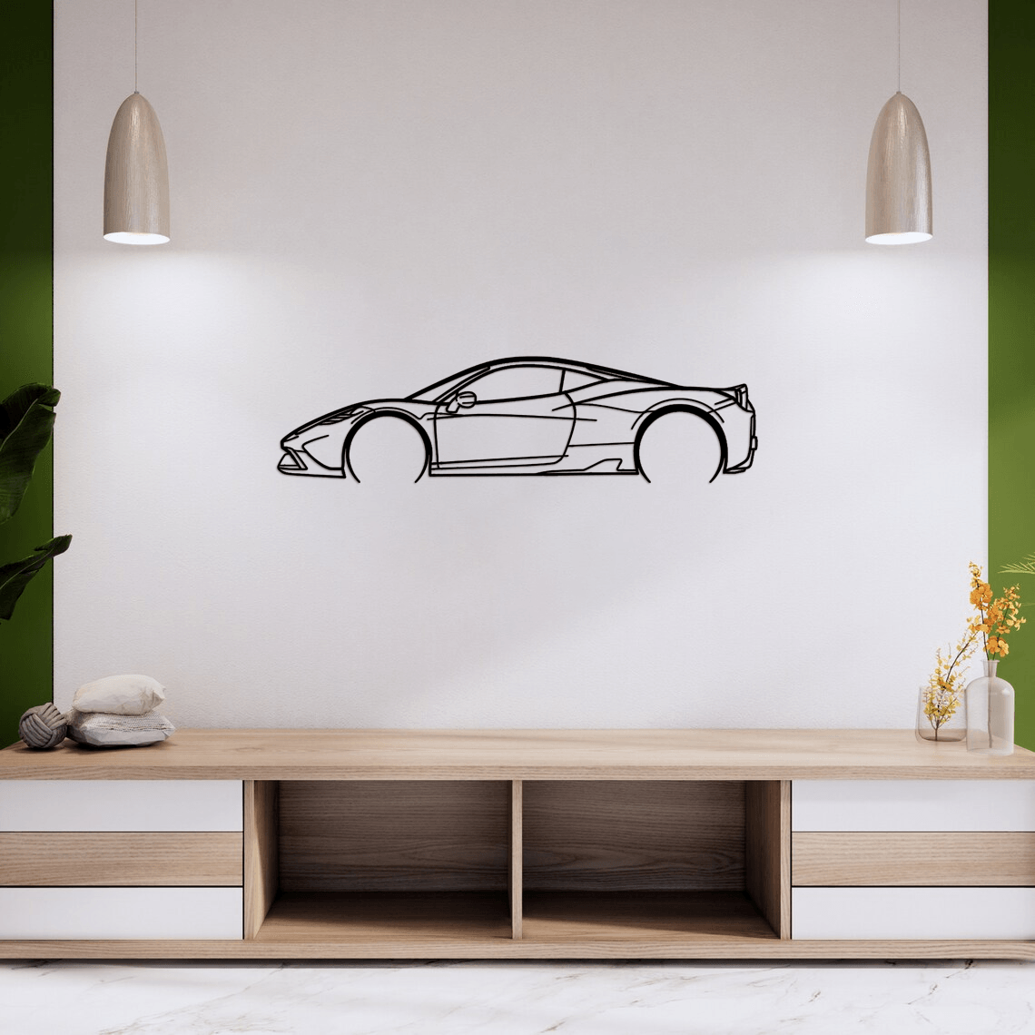 458 Speciale Silhouette Metal Wall Art