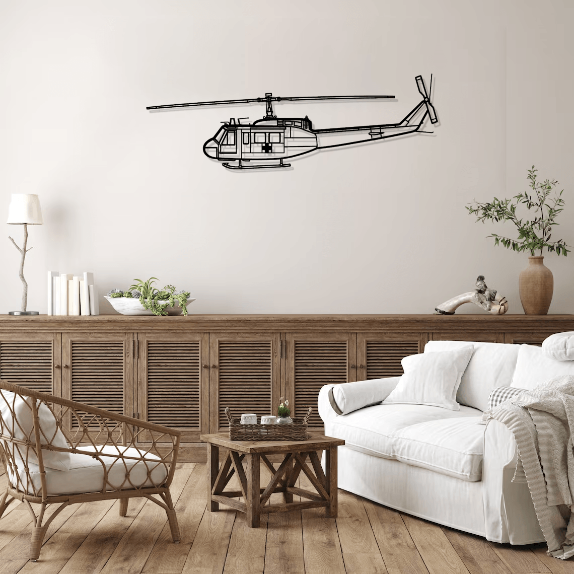 UH-1 Iroquois Huey 1970 Silhouette Metal Wall Art