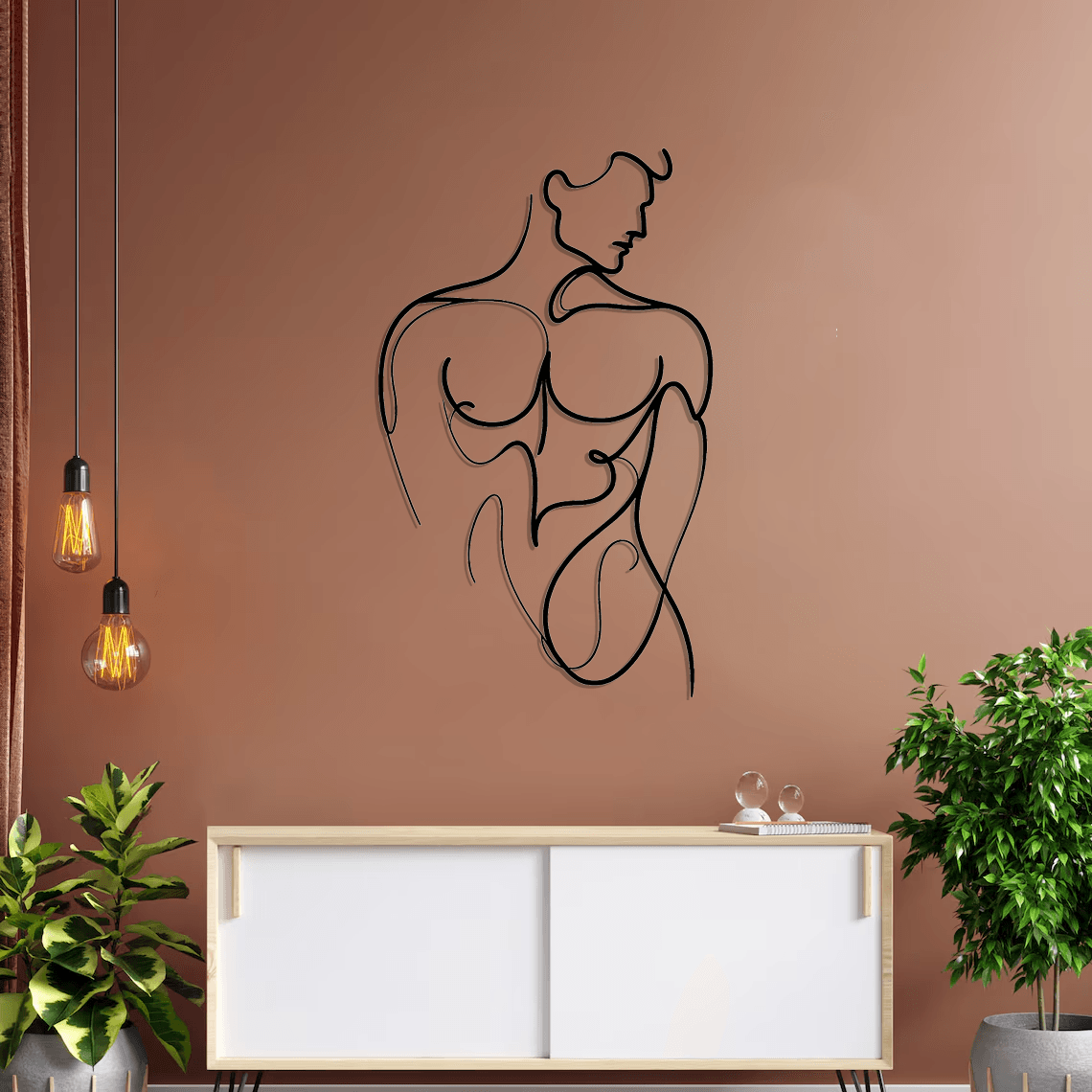 Minimalist Man Body Silhouette Metal Wall Art