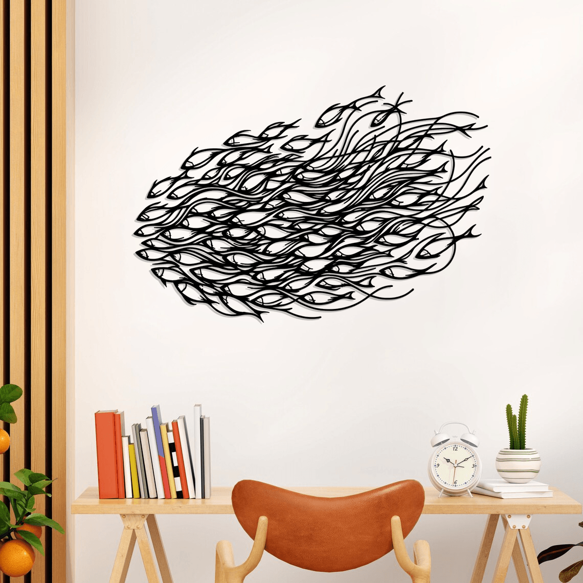 Fish Family Silhouette Metal Wall Art