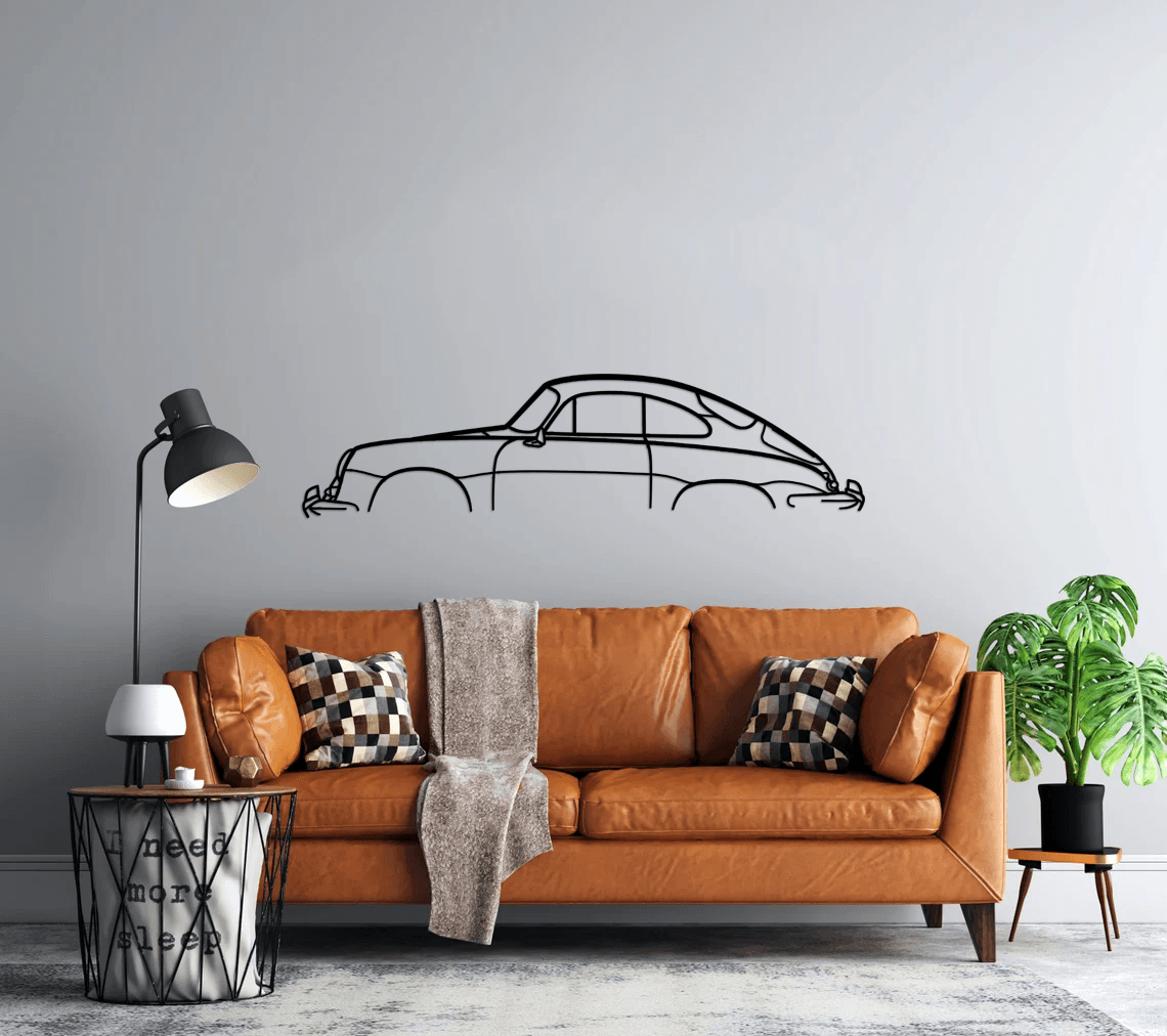 356 Coupe 1964 Classic Silhouette Metal Wall Art