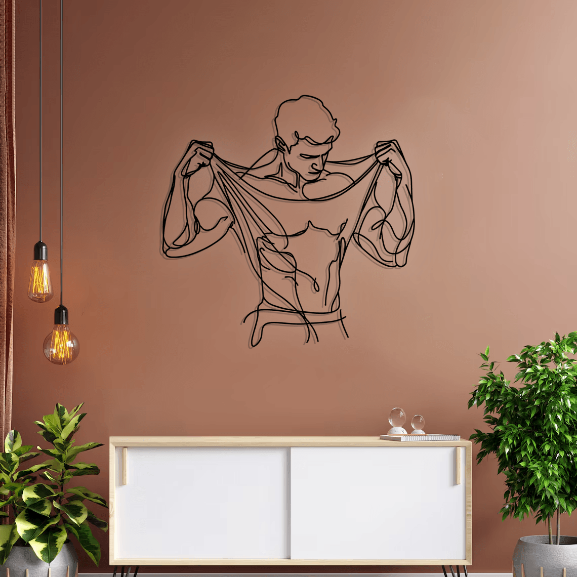 Man Nude Body Silhouette Metal Wall Art