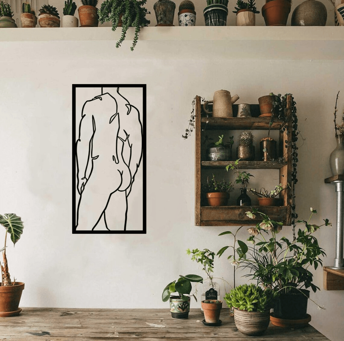 Nude Man Body Silhouette Metal Wall Art