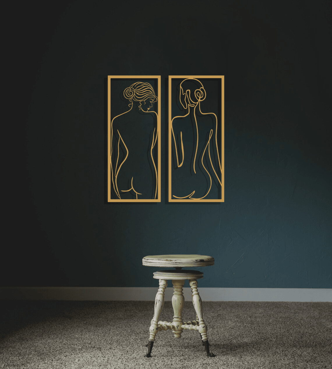 Nude Woman Body Silhouette Metal Wall Art Set