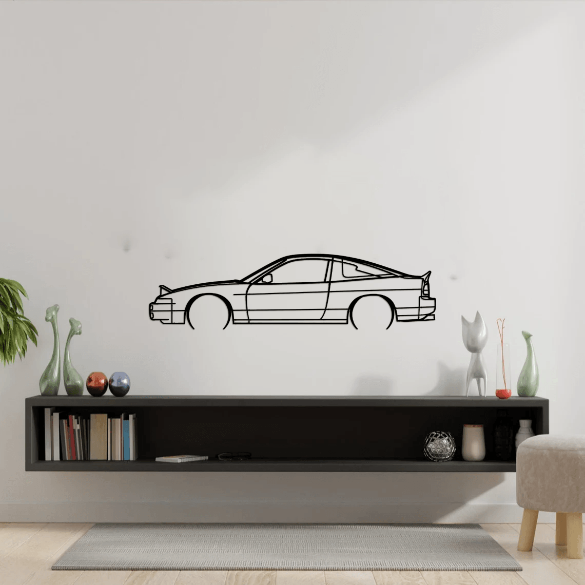 240SX S13 1991 Detailed Silhouette Metal Wall Art