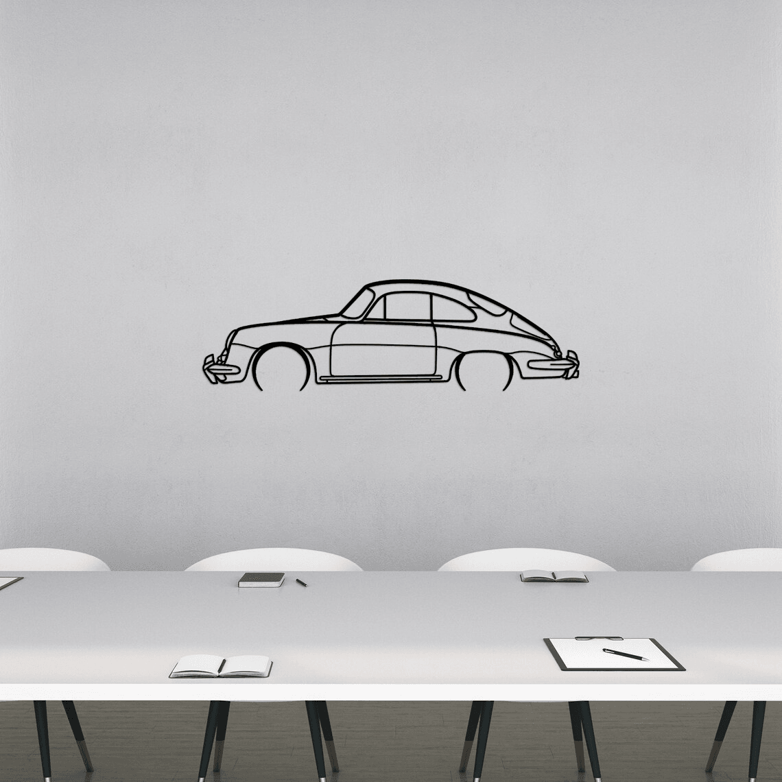 356 Coupe Detailed Silhouette Metal Wall Art