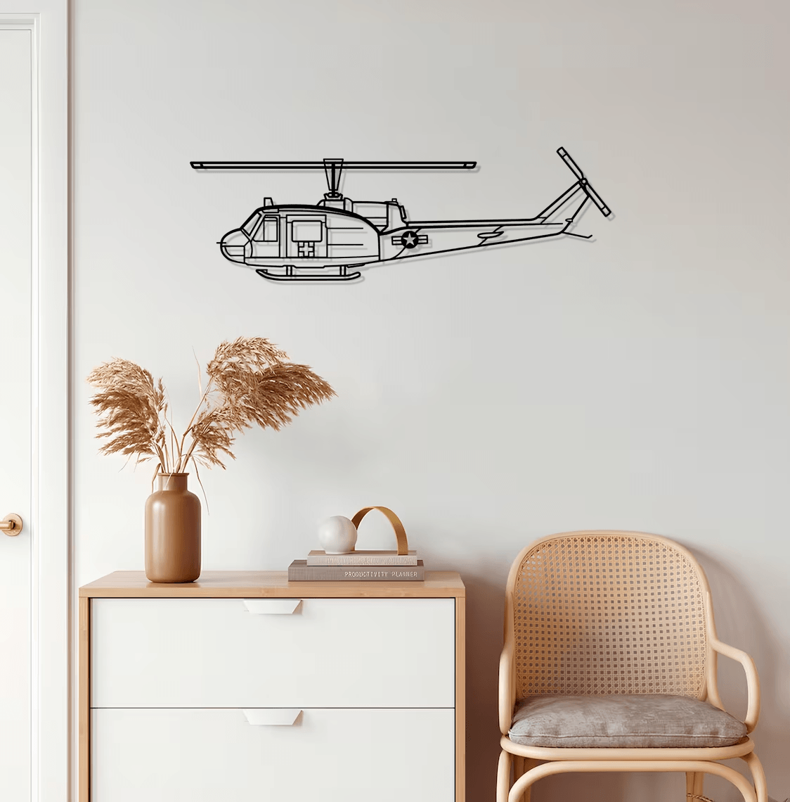 UH-1-Med Huey Silhouette Metal Wall Art