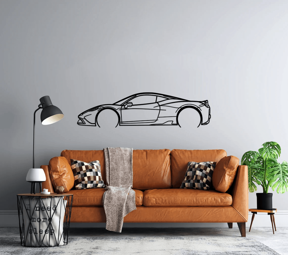 458 Speciale Silhouette Metal Wall Art