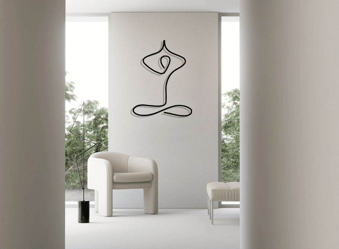 Yoga Line Art Silhouette Metal Wall Art