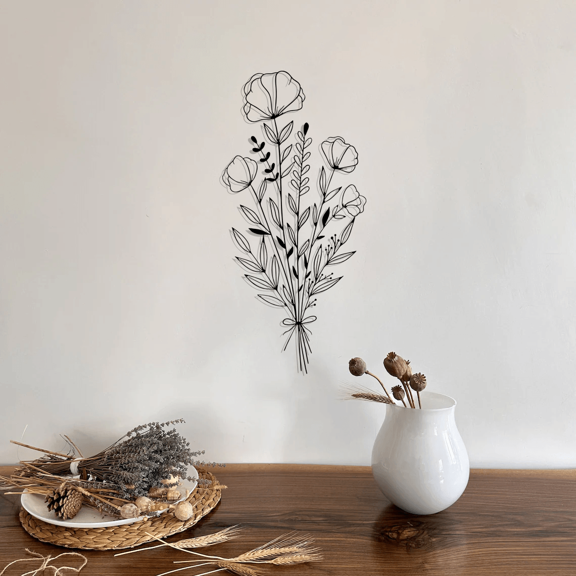 Floral Silhouette Metal Wall Art