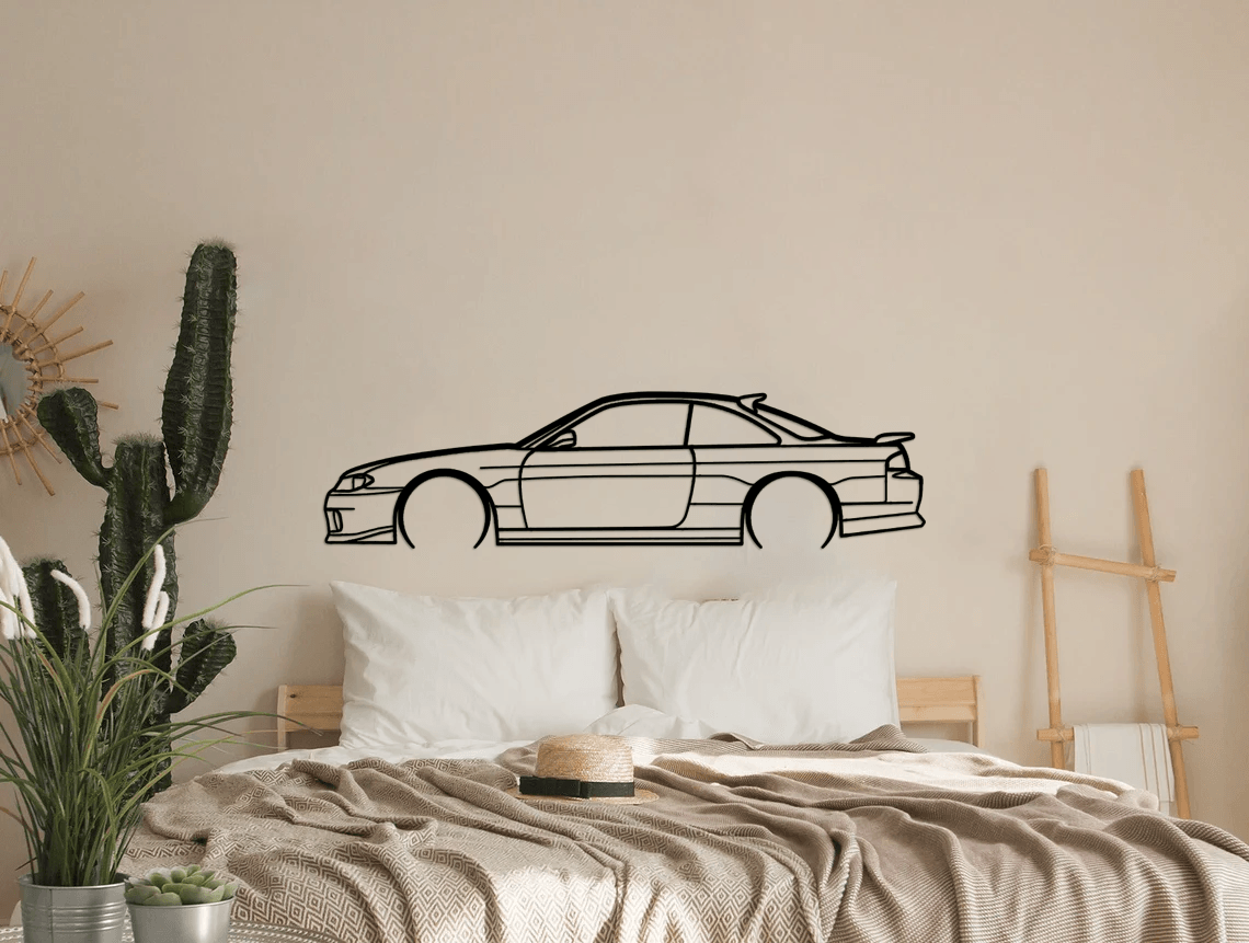 240sx s14.5 Detailed Silhouette Metal Wall Art