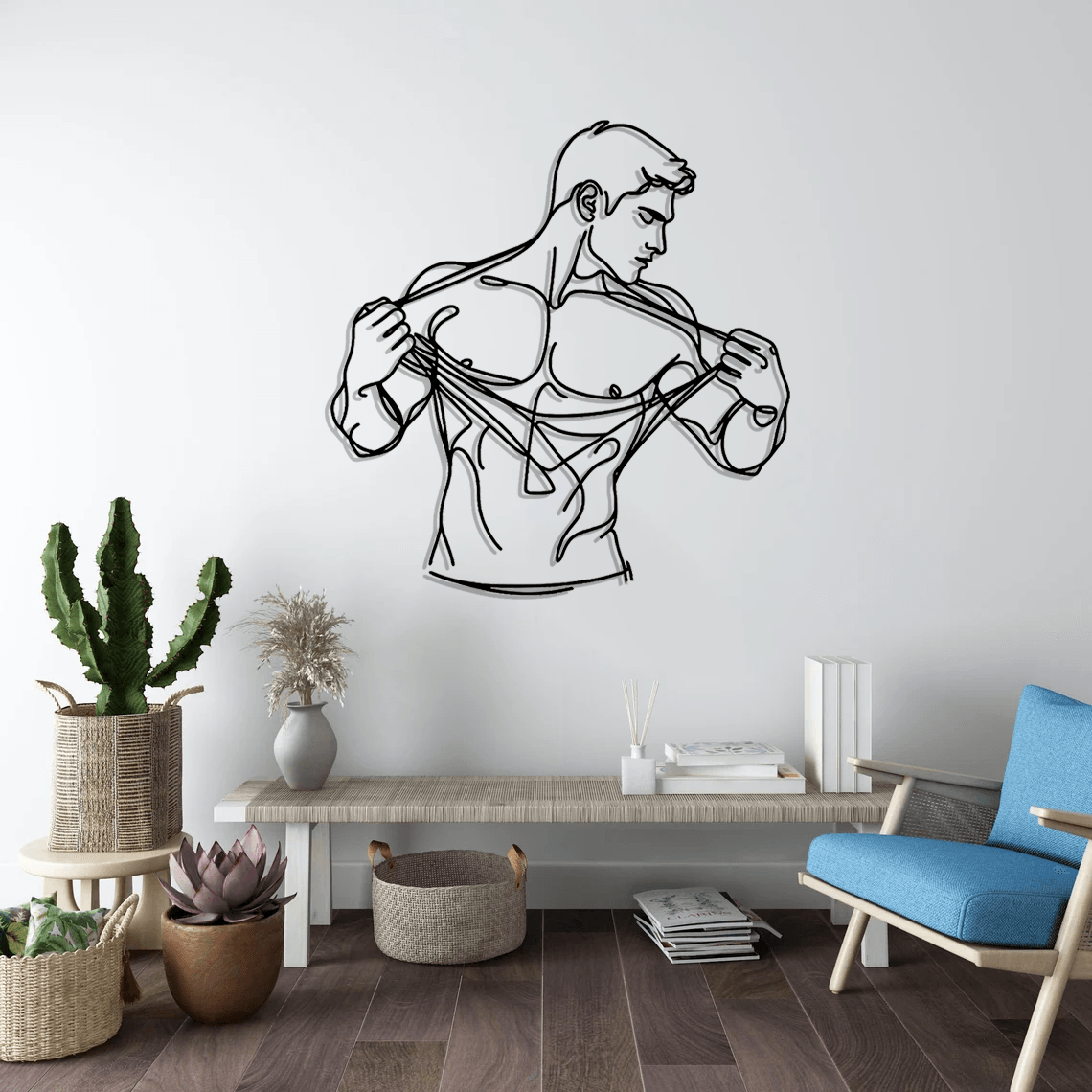 Nude Man Body Silhouette Metal Wall Art