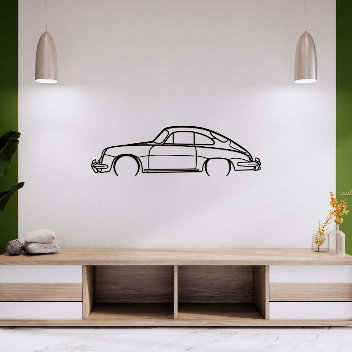 356 Coupe Detailed Silhouette Metal Wall Art