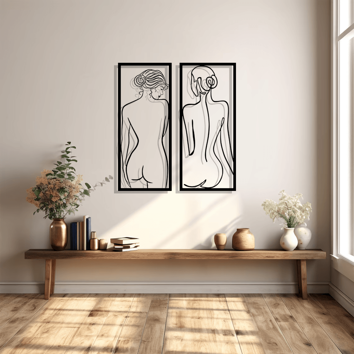 Nude Woman Body Silhouette Metal Wall Art Set