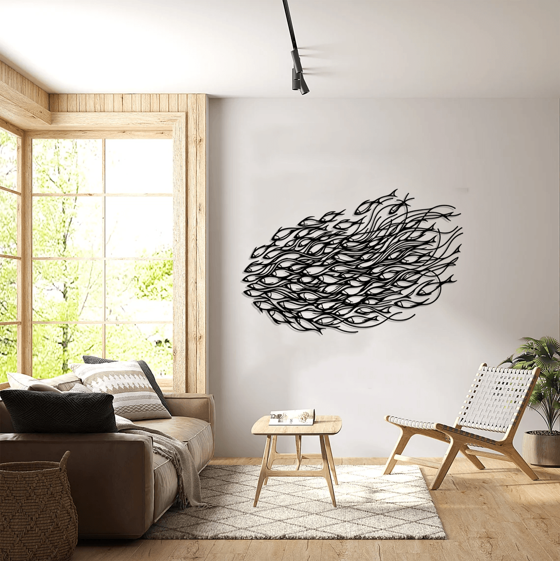 Fish Family Silhouette Metal Wall Art