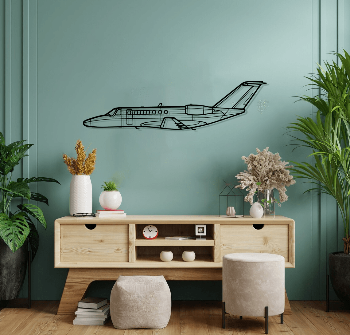 Cessna 525B CJ3 Silhouette Metal Wall Art