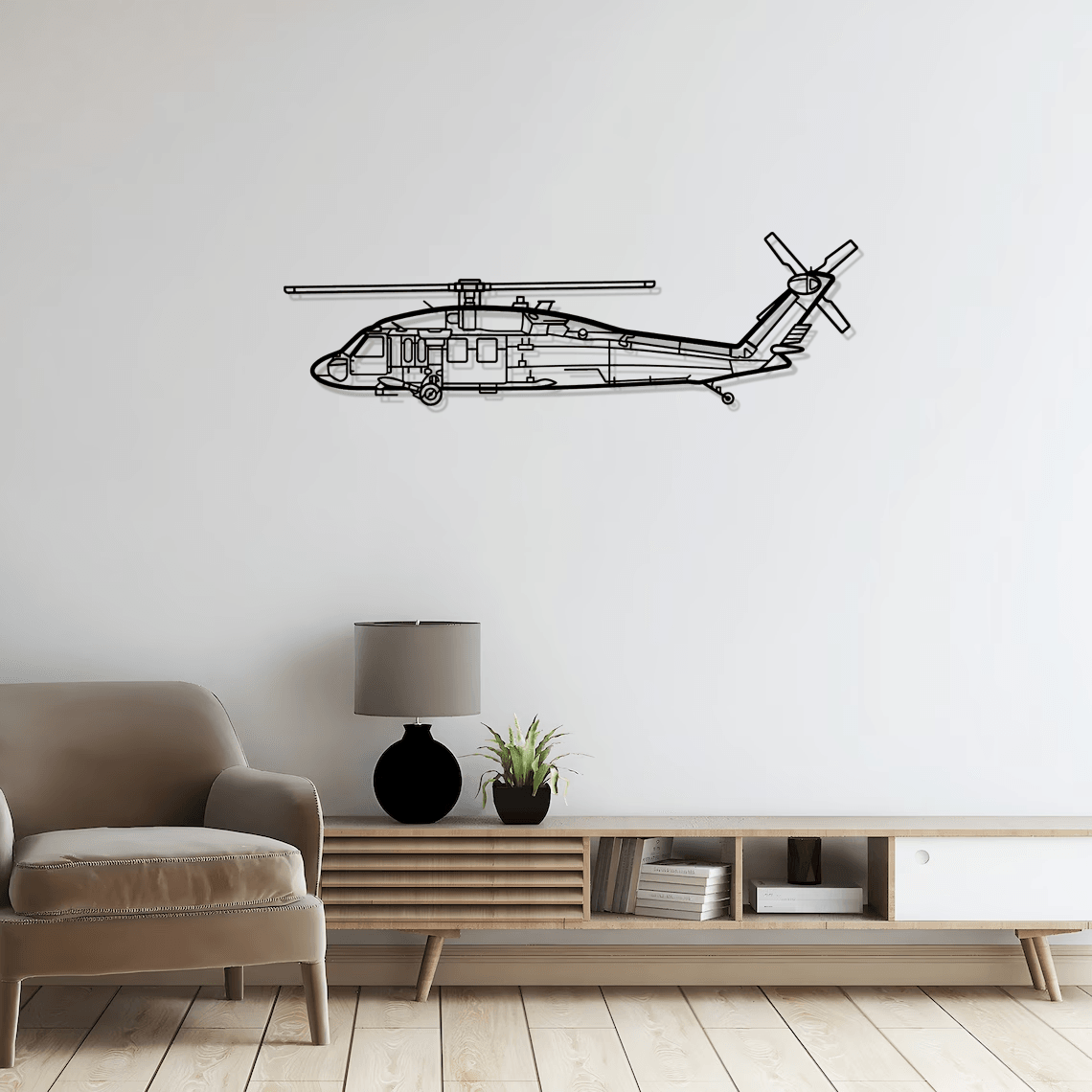 UH-60 Black Hawk Silhouette Metal Wall Art