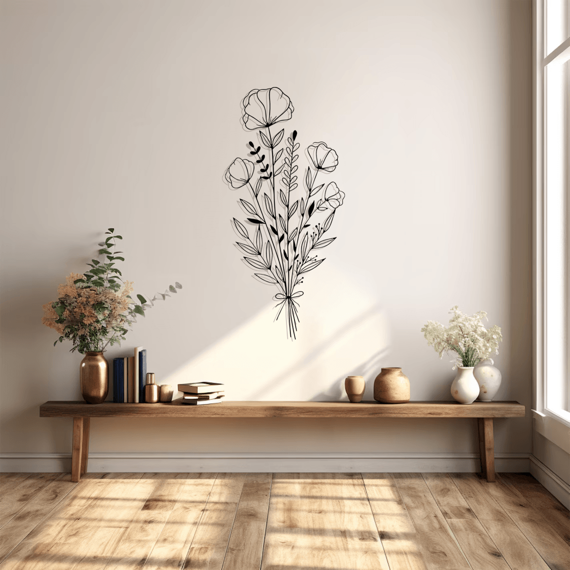 Floral Silhouette Metal Wall Art