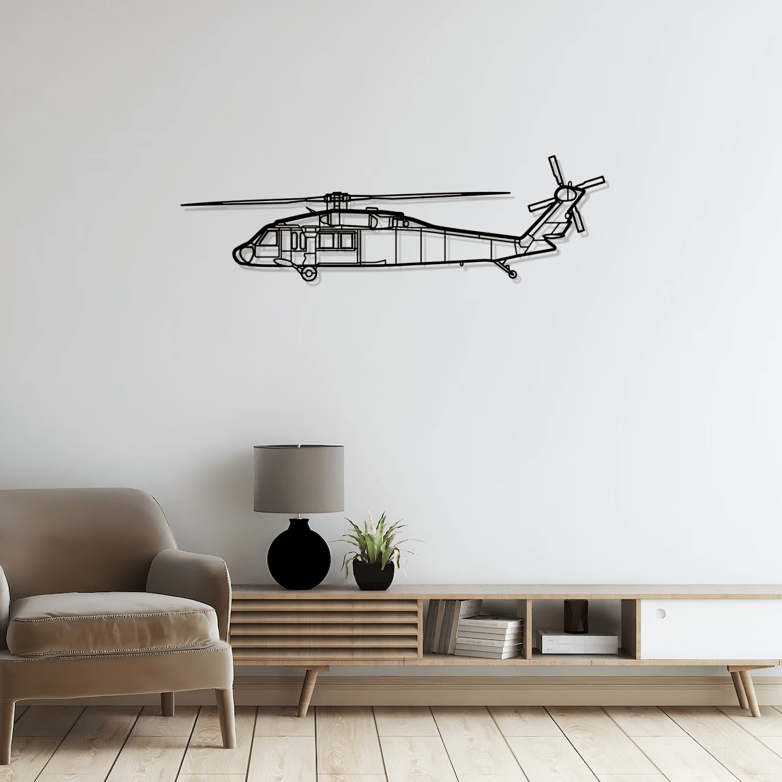 UH-60L Black Hawk Silhouette Metal Wall Art