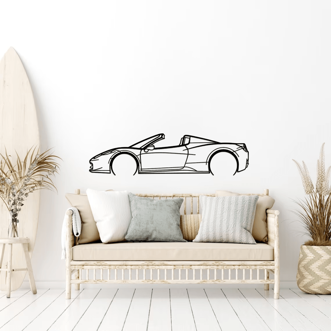 458 Spider 2015 cabrio Silhouette Metal Wall Art