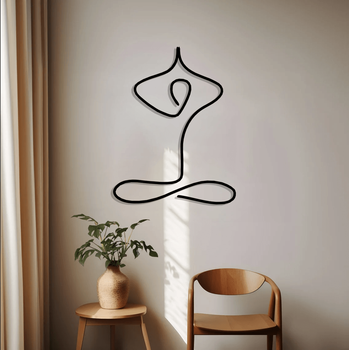 Yoga Line Art Silhouette Metal Wall Art