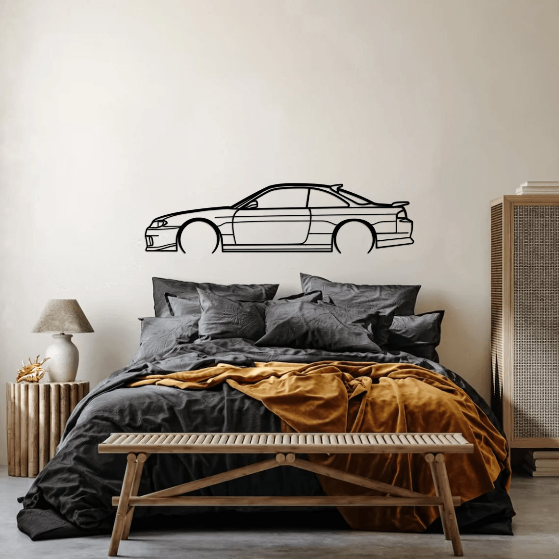 240sx s14.5 Detailed Silhouette Metal Wall Art