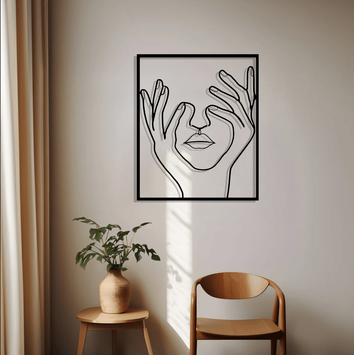 Minimal Woman Face Silhouette Metal Wall Art