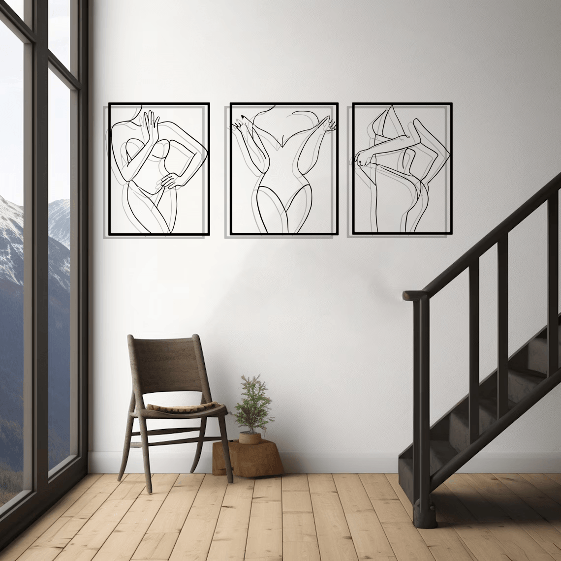 Erotic Woman Silhouette Metal Wall Art Set