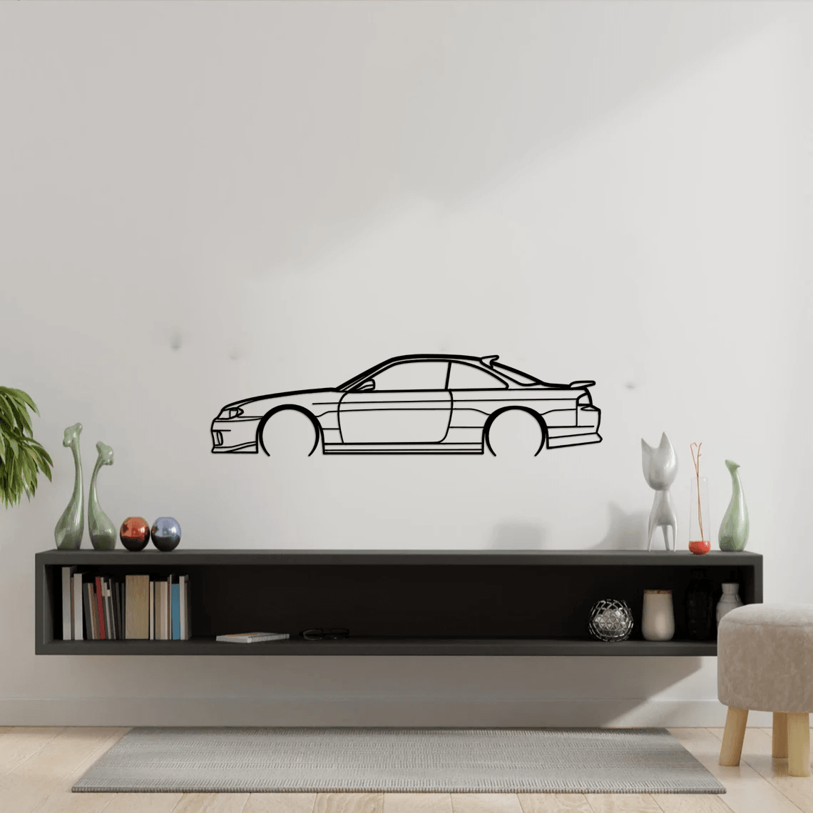 240sx s14.5 Detailed Silhouette Metal Wall Art