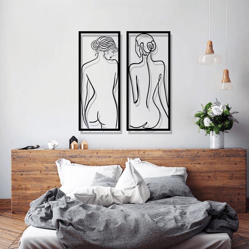 Nude Woman Body Silhouette Metal Wall Art Set