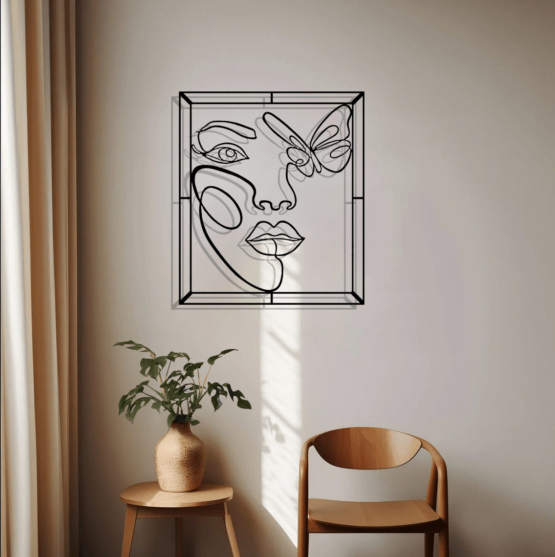 Butterfly Woman Silhouette Metal Wall Art Set