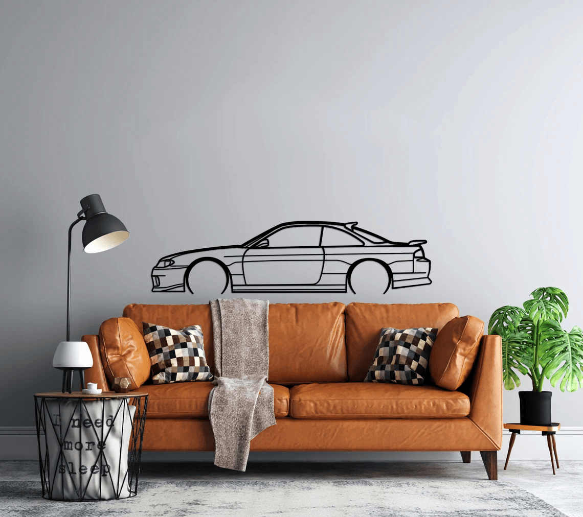 240sx s14.5 Detailed Silhouette Metal Wall Art