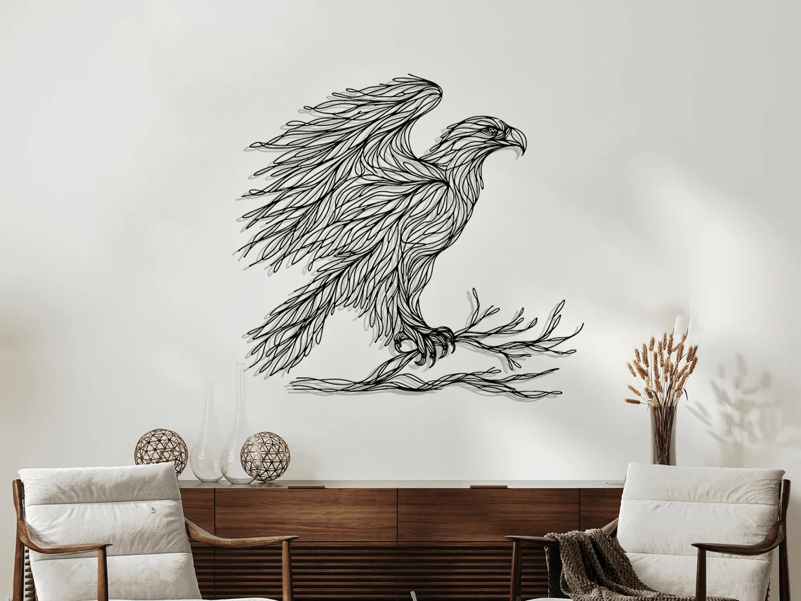 Tree Eagle Silhouette Metal Wall Art