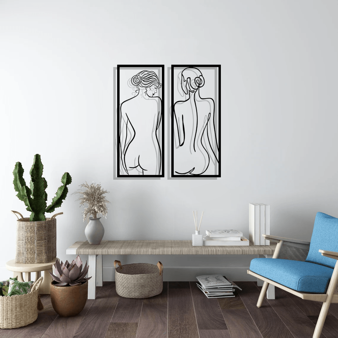 Nude Woman Body Silhouette Metal Wall Art Set