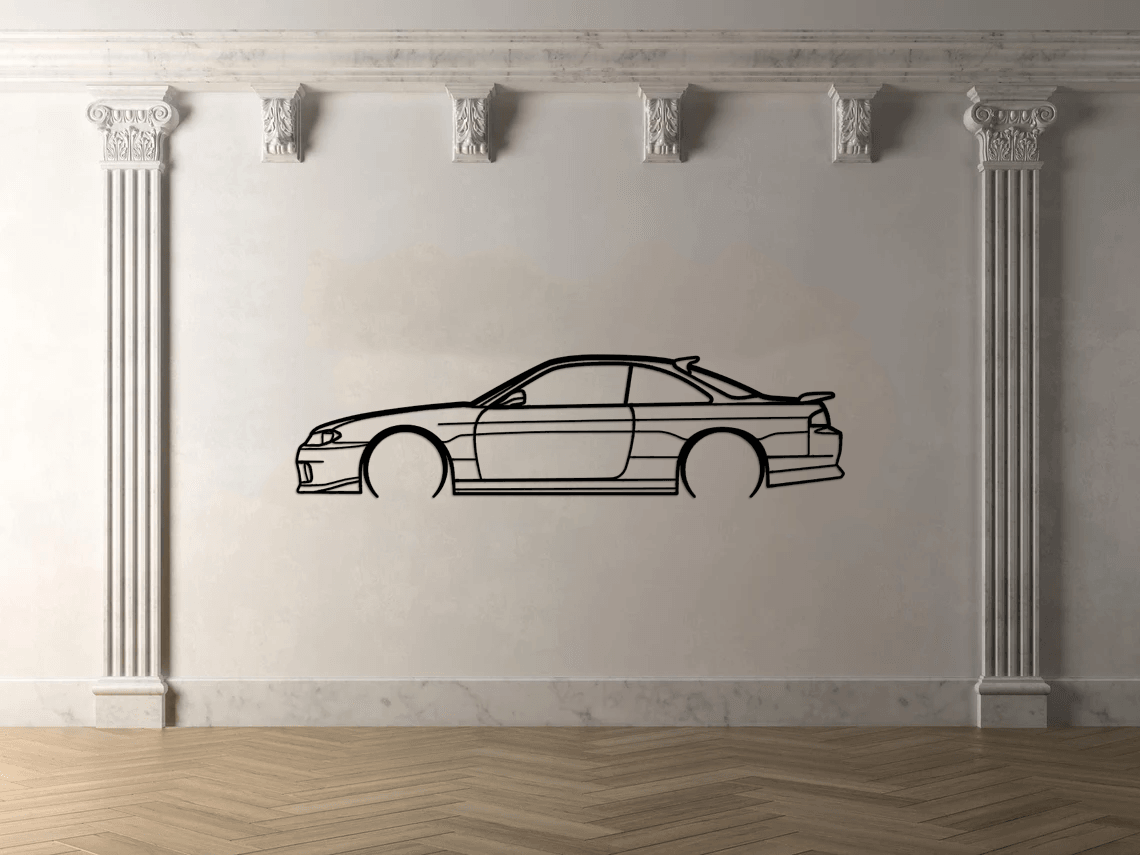 240sx s14.5 Detailed Silhouette Metal Wall Art