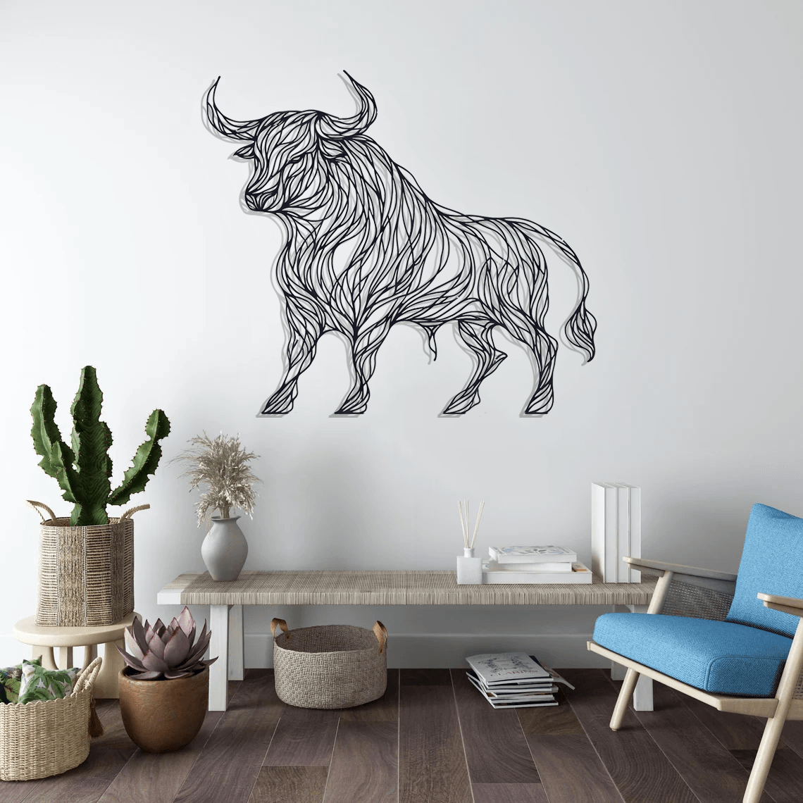 Bull Silhouette Metal Wall Art