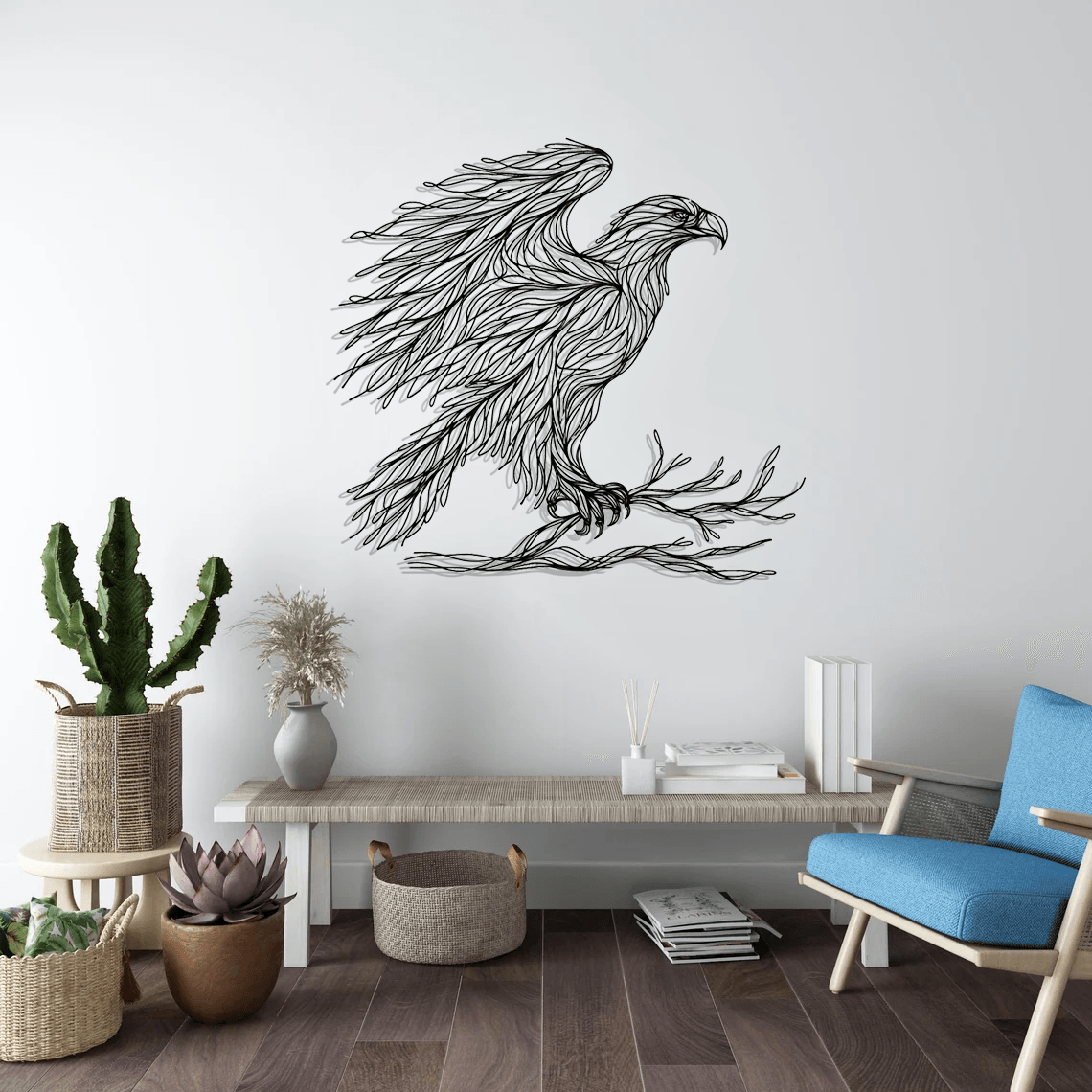 Tree Eagle Silhouette Metal Wall Art