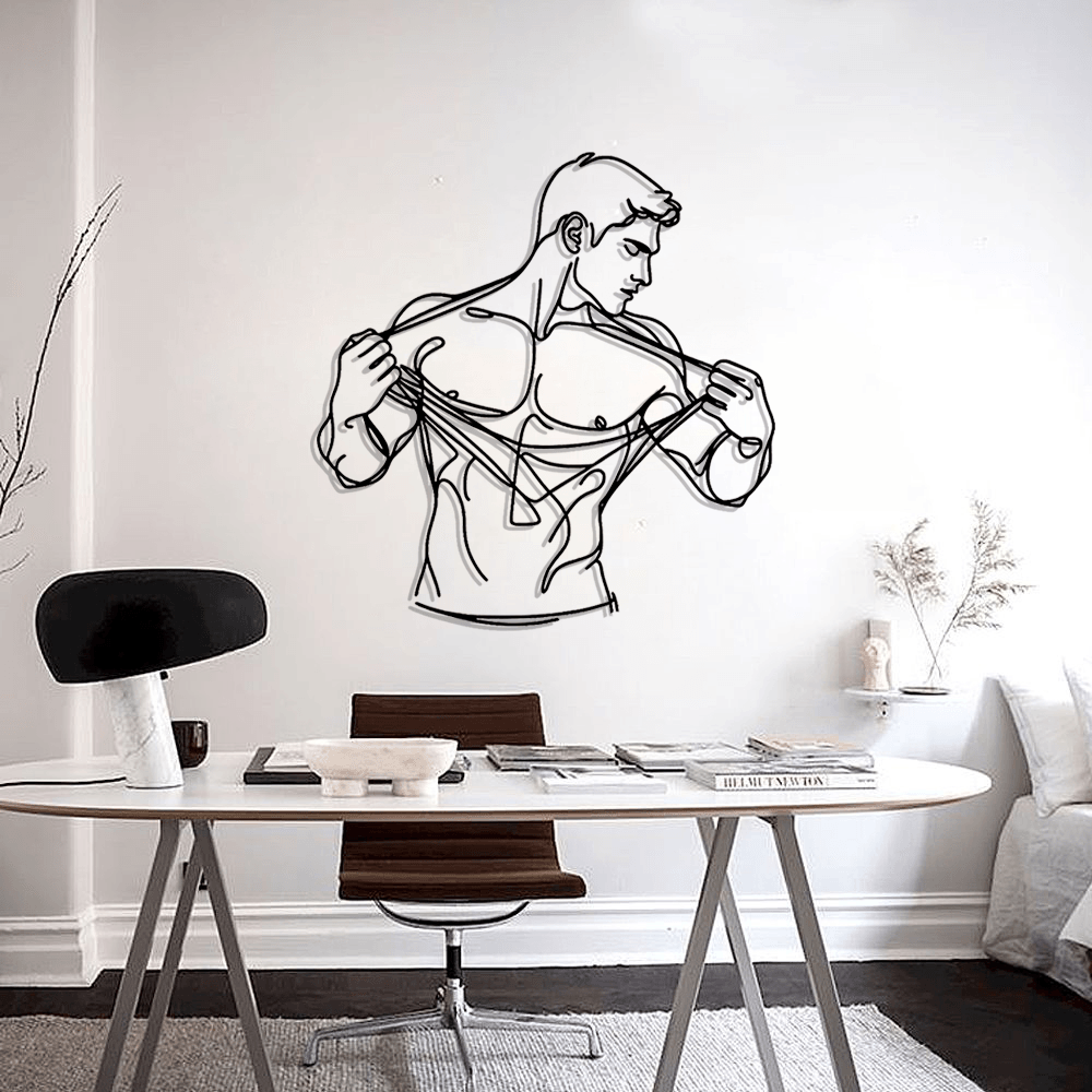 Nude Man Body Silhouette Metal Wall Art