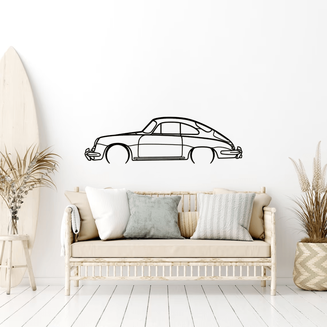 356 Coupe Detailed Silhouette Metal Wall Art