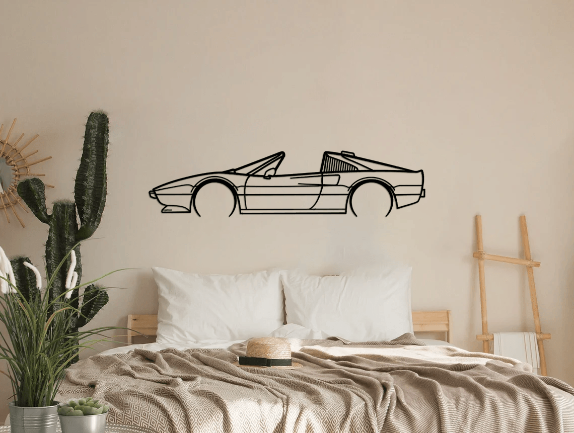 308 GTS QV 1984 Detailed Silhouette Metal Wall Art