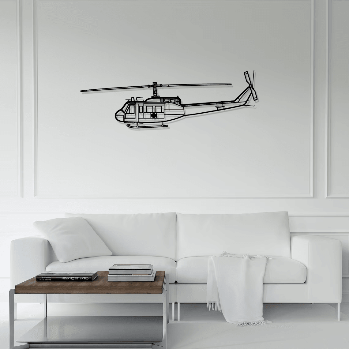 UH-1 Iroquois Huey 1970 Silhouette Metal Wall Art