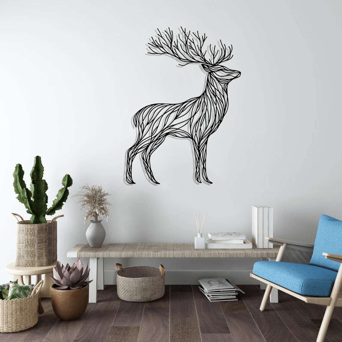 Tree-Deer Silhouette Metal Wall Art