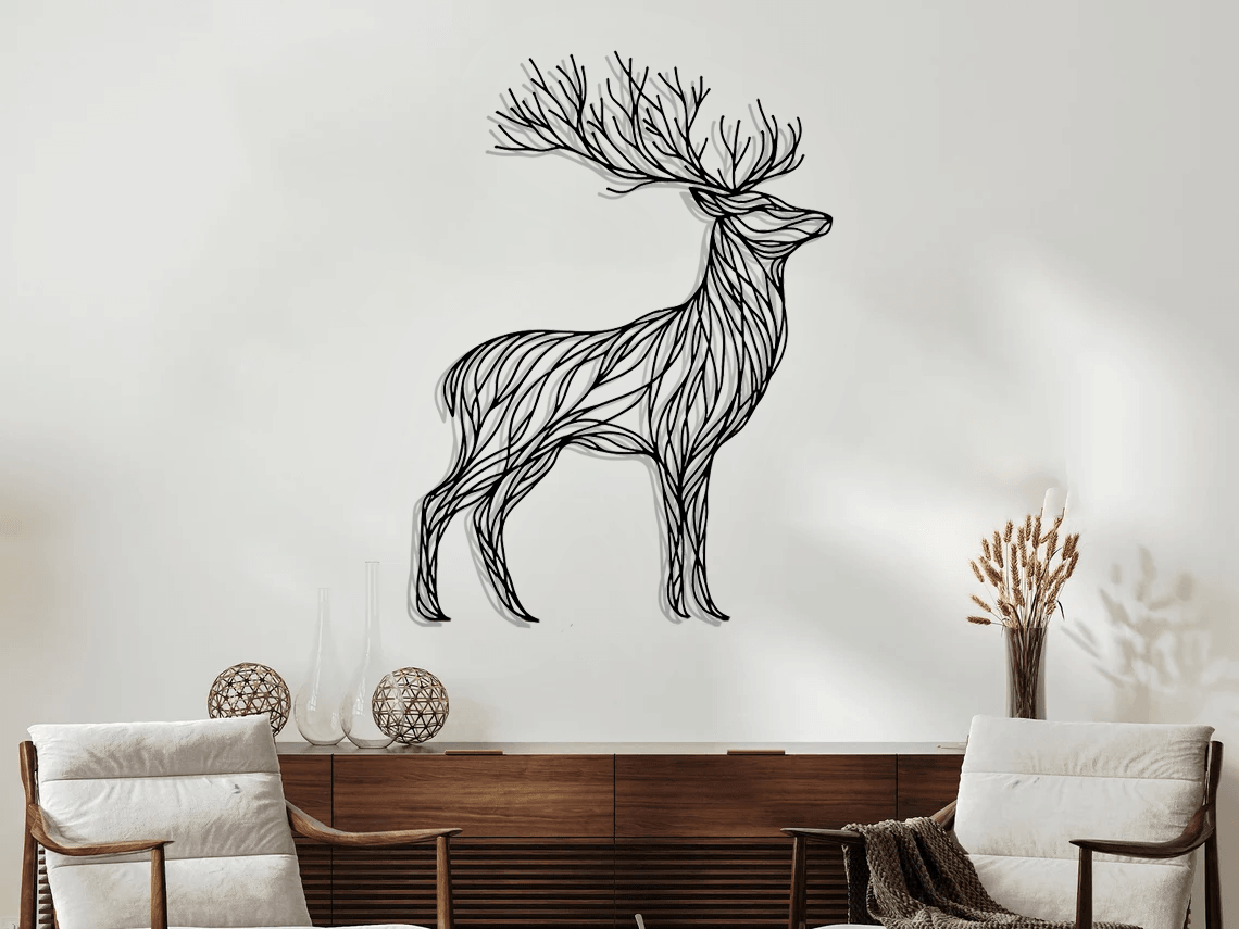 Tree-Deer Silhouette Metal Wall Art