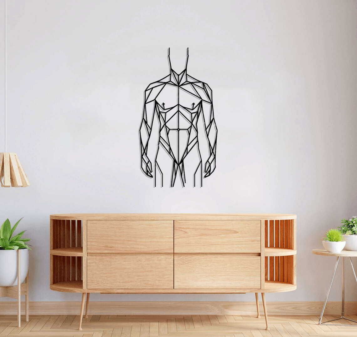 Geometric Male Body Silhouette Metal Wall Art