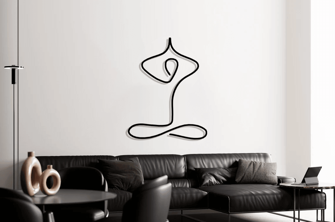 Yoga Line Art Silhouette Metal Wall Art